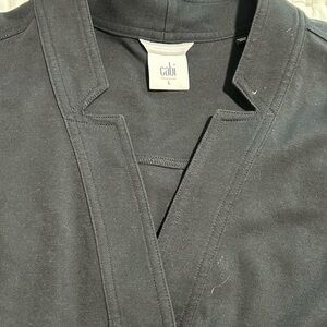 CAbi Black zipper jacket stretch with notched collar.  Not as faded as photo